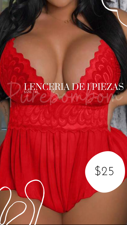 Lencería roja de 1 pieza 1XL